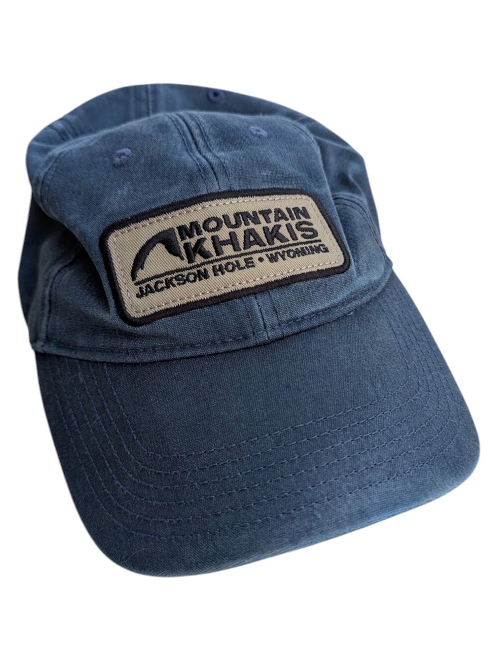Mountain Khakis Jackson Hole Dad Hat Gorpcore Blue Distressed Patch Baseball Cap